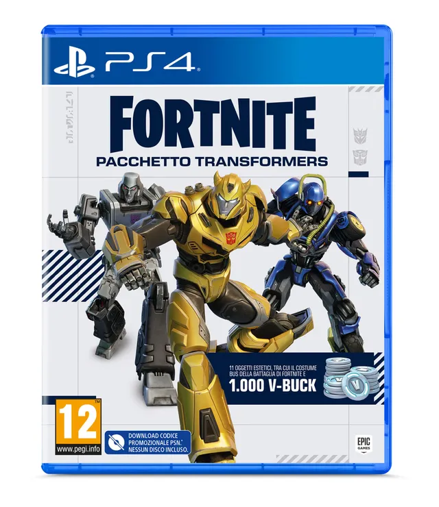 Fortnite Transformers Pack gioco PS4 Code in a Box PS4 V-Buck