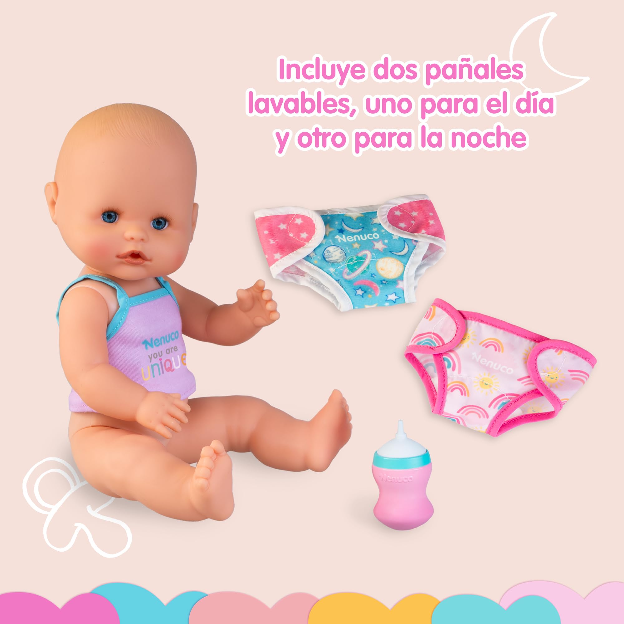 Nenuco Popò NFNB3000 bambola 35 cm con biberon e pannolini