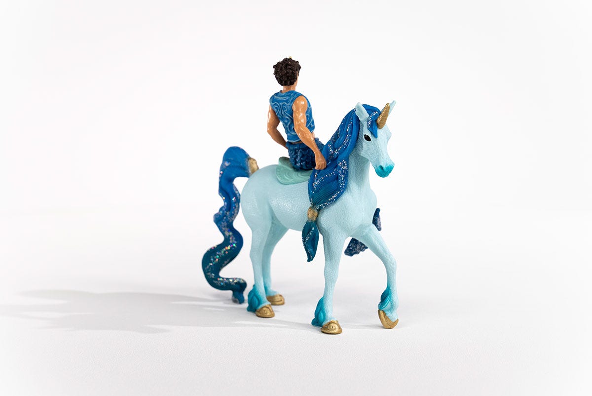 Schleich Bayala Aryon su Unicorno 70718 Action Figure Blu