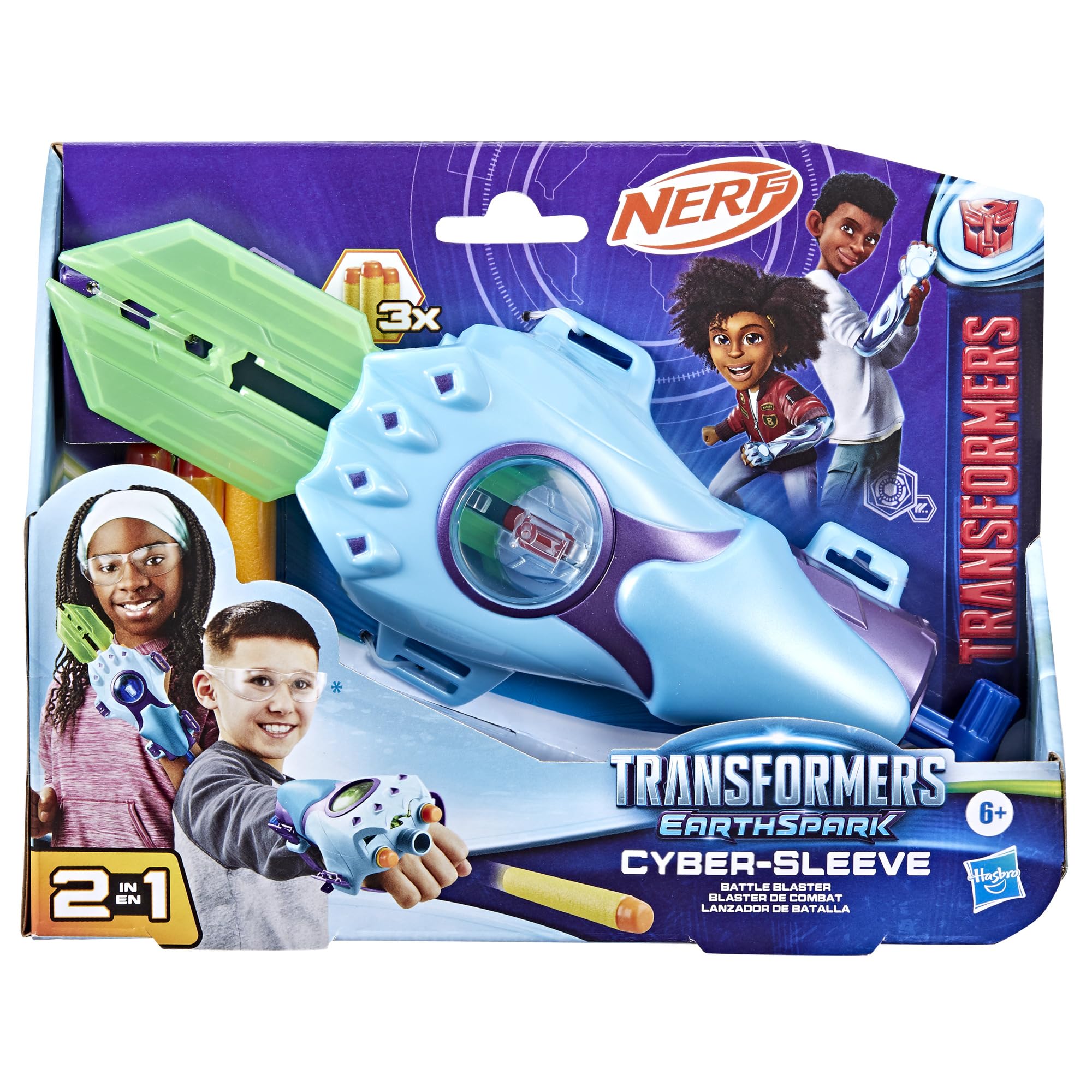 Transformers EarthSpark Cyber-Sleeve blaster con spada