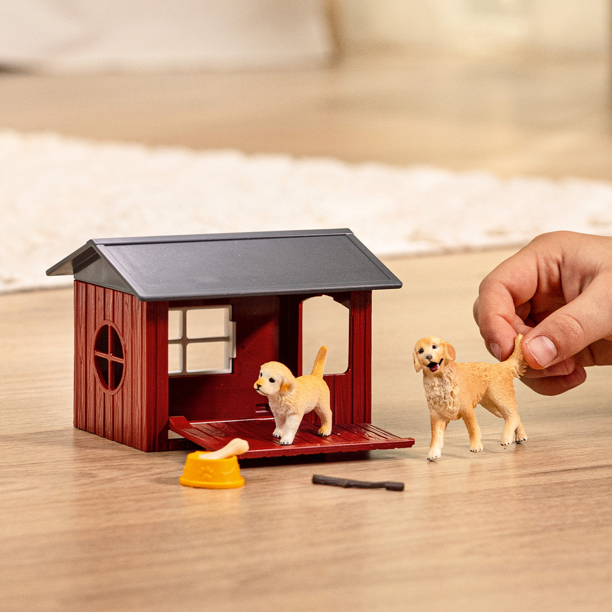 Schleich Farm World 42722 Cuccia con Golden Retriever action figure