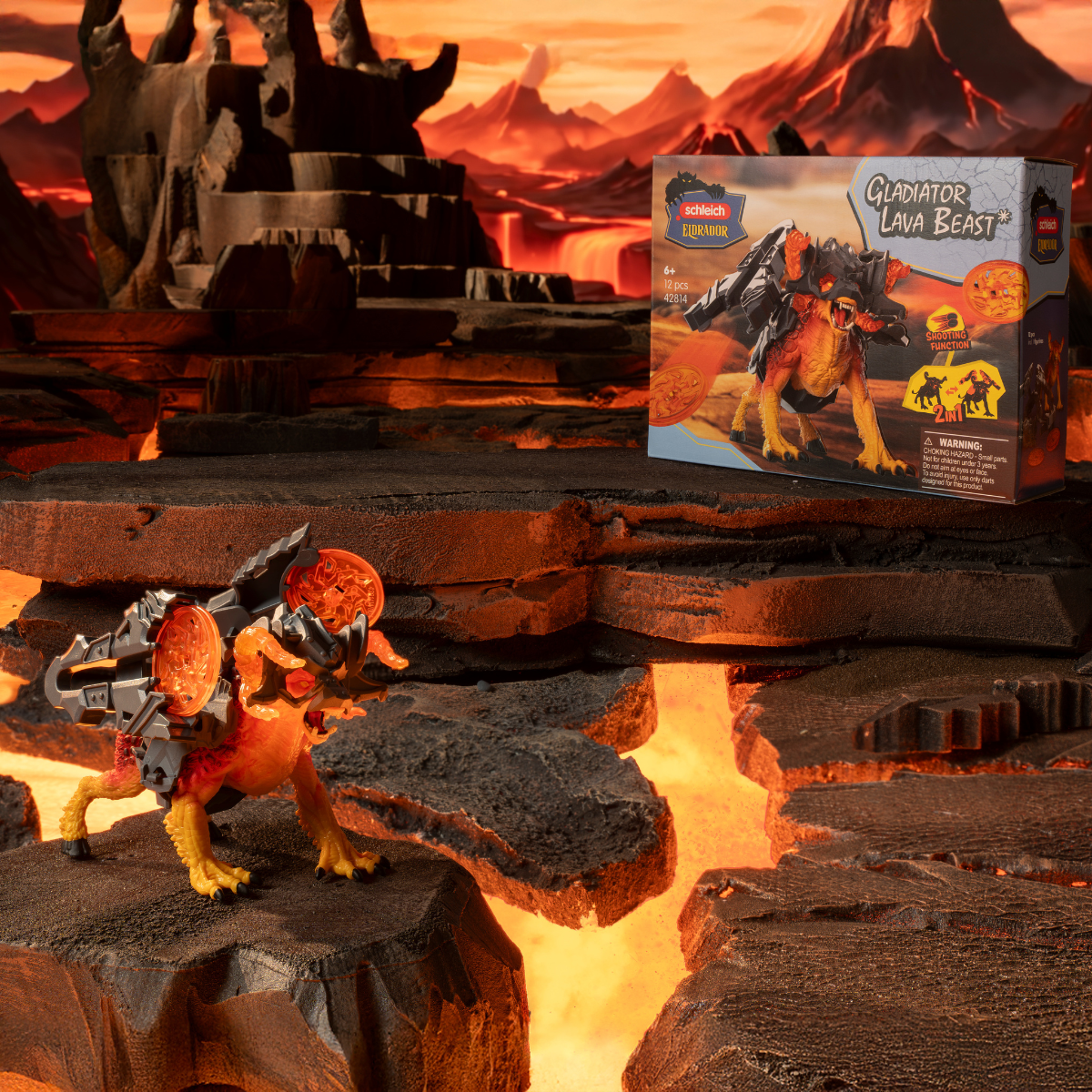 Schleich Eldrador Bestia di Lava 42814 action figure con dischi